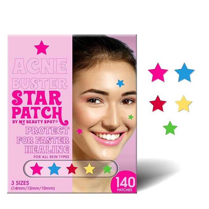 My Beauty Spot Pimple Patches - Cute Acne Patches for Face (140 Patches) with Hydrocolloid, Tea Tree Extract & Salicylic Acid, Colorful Fun Designs - Pimple Patches for Face Acne Spot Treatment