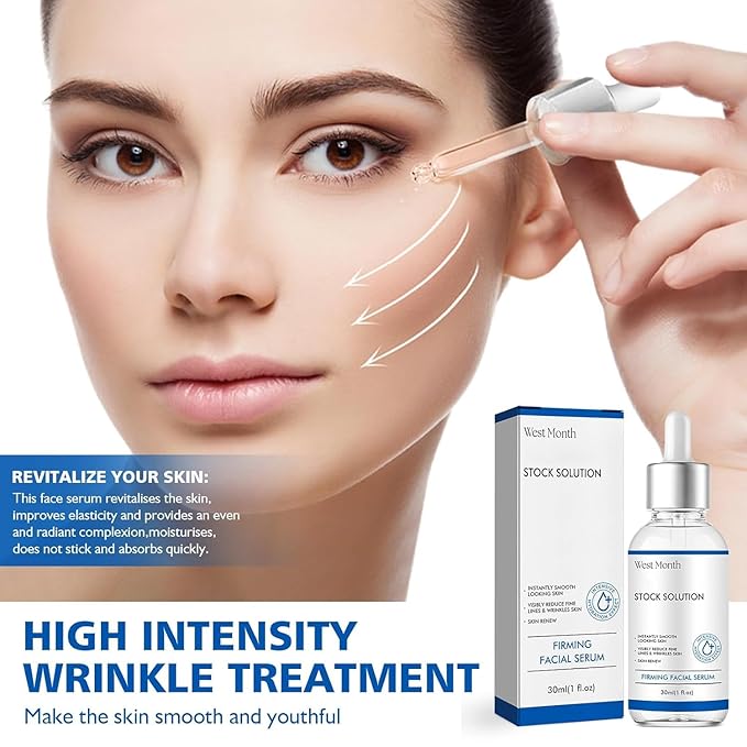 West Month Firming Facial Serum, Skincare Stock Solution, Stock Solution Facial Serum, Reduce Fine Lines Skin-Smooth Looking Skin, Deep Wrinkle Repair Serum, Suitable for All Skin Types(2PCS)