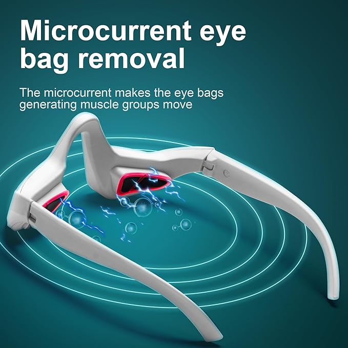 Under Eye Red Light Therapy Glasses with Dark Circle, Eye Bag and Wrinkle Elimination Massage