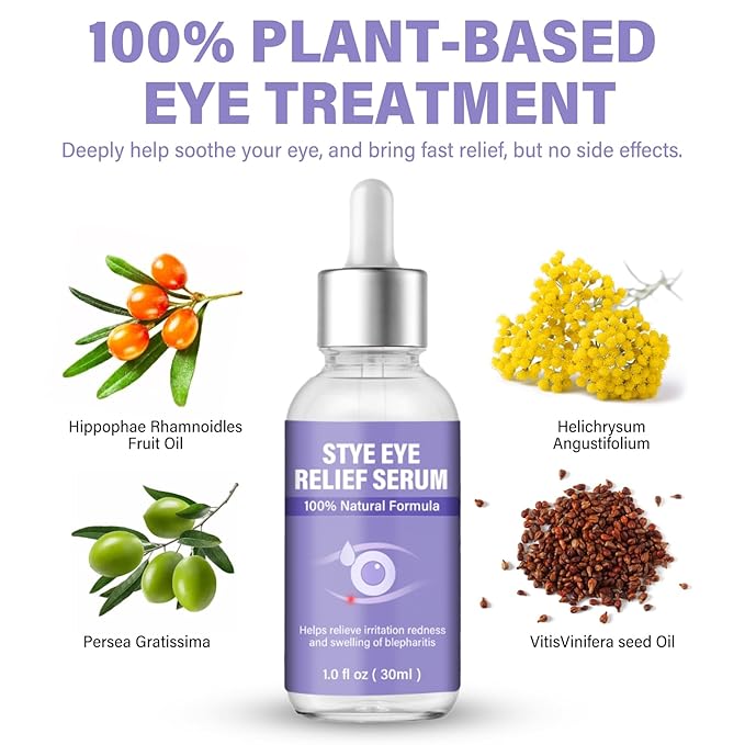 Stye Eye Treatment, Natural Stye Relief Serum, Gently Cleanses Lashes and Eyes, Chalazion and Blepharitis Treatment，Relieves Eye Irritation