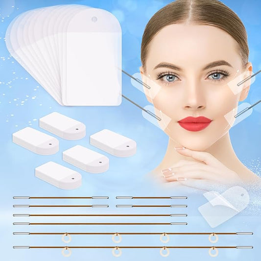 Face Lift Tape Invisible,Face Tape Lifting Invisible 100PCS Neck Tape Face Lift Tapes and Bands with 8 Strings Facelift Face Lifter Instant Facial Tape for Makeup Eyes Jowls Double Chin Sagging Skin
