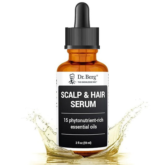 Dr. Berg Scalp & Hair Serum (Improved Formula) with Vitamin D3 & E - Clinically Tested, Paraben- and Sulfate-Free Hair Oil for Women & Men - Includes Rosemary Oil, Castor Oil & Jojoba Oil - 2 Fl oz
