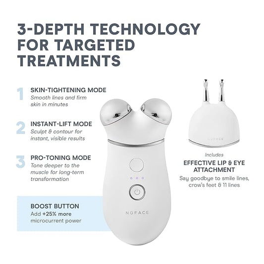 NuFACE TRINITY+ Effective Lip & Eye Attachment for Microcurrent Facial Device - FDA Cleared At Home Eye Lift & Smile Lines Treatment to Tighten & Tone Hard-to-Reach Areas Around Mouth and Eyes