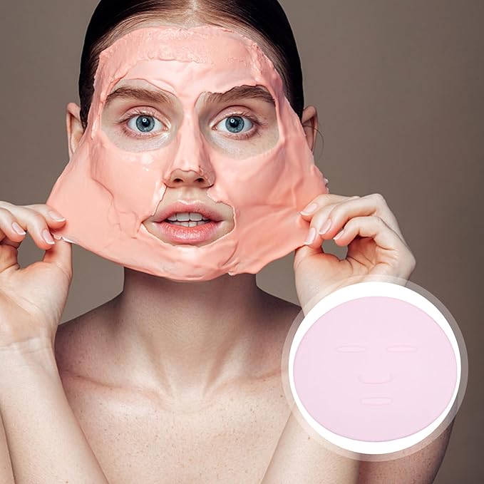 LEORX 2Pcs Face Mask Maker Plate Silicone Reusable Facemask Seaweed Mud Mask Making Mold Facial Care Makeup Tool for Women Lady