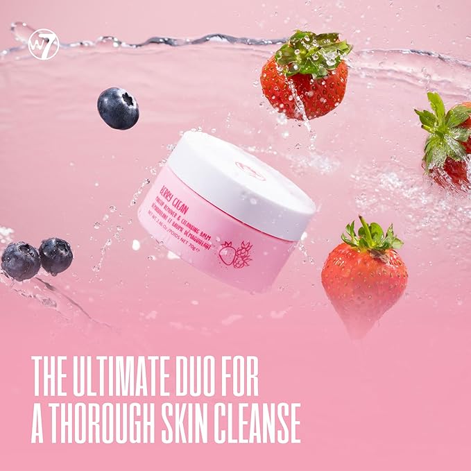 W7 Berry Clean Cleansing Balm & Hydrating Foam Cleanser Set – Gently Removes Makeup, Dirt & Impurities – Infused with Fruit Extracts & Vitamin E to Help Nourish, Soothe, and Protect the Skin