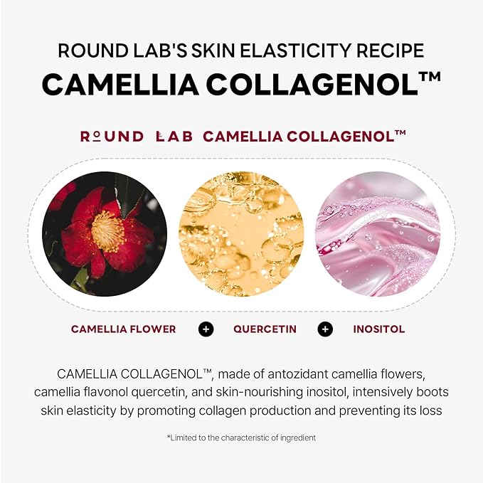 ROUND LAB Camellia Deep Collagen V Lifting Gel Mask 10g/0.35oz | face toning belt, collagen v-line mask, improves sagging skin, lifting & firming, double-chin mask, instant cooling & depuffing