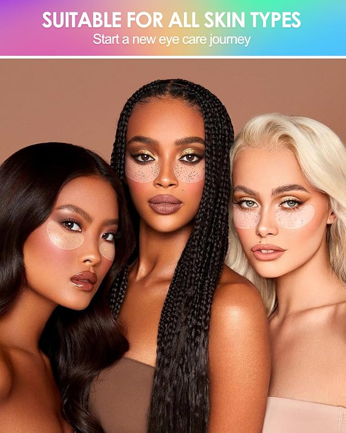 Collagen Eye Mask Patches, Used to Fade Eye Patches for Puffy Eyes and Dark Circles,Under Eye Patches,Tighten and Moisturize,Hyaluronic Eye Patches Transparent Glitter Eye Masks (10 pairs)