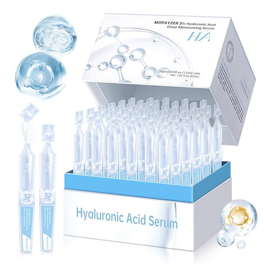 30 Pcs 5% Hyaluronic Acid Serum Ultra-Hydrating Vials, Hyaluronic Acid Tubes, Wake Nature Perfection Hylunaric Acid Serum, Single-Use Ultra-Hydrating Essence for Face