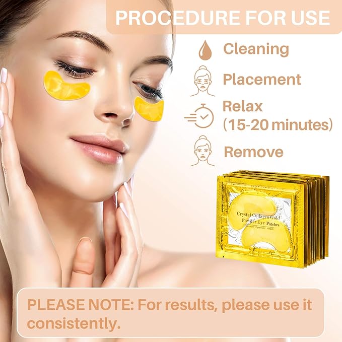 Gold Under Eye Patches - 28 Pairs Golden Glow Under Eye Patches for Dark Circles,Gold Moisturizing Eye Skin Mask for Women,Eye Dark Circles Masks for Bags and Wrinkles