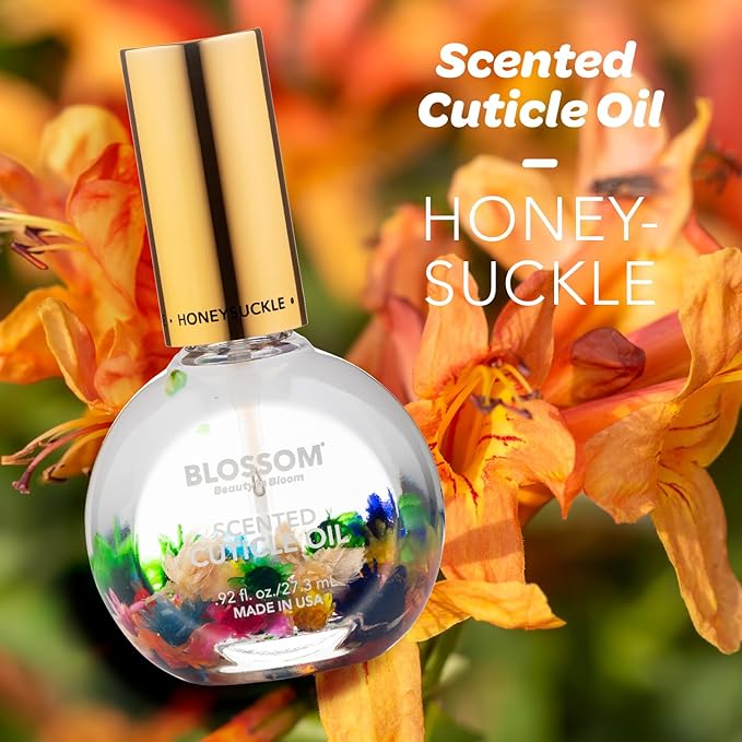 Blossom Cuticle Oil for Nails, Hydrating, Moisturizing, Scented Nail Oil Cuticle Care, Infused with Real Flowers, Made in USA, 0.92 fl. oz, Honeysuckle