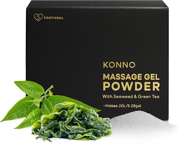 Japanese Nuru Massage Gel Powder 200g | Formulated with Natural Seaweed & Green Tea | Made in Japan | Paraben, & Glycerine Free | Fragrance-Free | Makes 5.28 gal/ 20L | Vegan | Konno