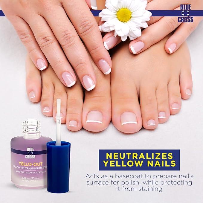 Blue Cross Professional Nail + Cuticle Care, Yellow-Neutralizing Basecoat, Purple Toner for Yellow Nails & Cuticle Remover Softener Gel, Eucalyptus/Tea Tree Scented, 2 Pack Bundle