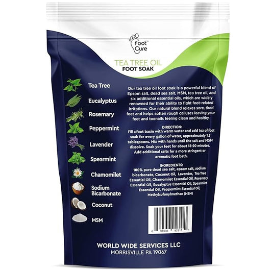 Foot Cure Foot Care/ Exfoliator & Callus Remover Pedicure Set – Includes Foot File for Dead Skin, Tea Tree Oil Foot Soak Salts, Urea Cream 40 Percent & Foot Callus Removal Gel – Made in USA