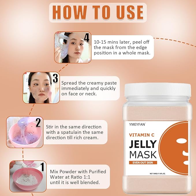 Jelly Mask for Facials Professional - Vitamin C Jelly Mask Powder, Even Face Skin Care for Facial Vajacial Peel Off Mask, Esthetician Supplies, Natural Ingredients Unscent