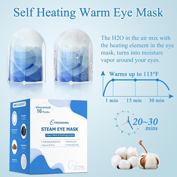 48Packs Steam Eye Mask, Heated Eye Mask Warm Compress for Eyes, Self Heating Disposal Eye Mask Sleep Mask for Home Spa, Travel Essentials (Lavender & Unscented)
