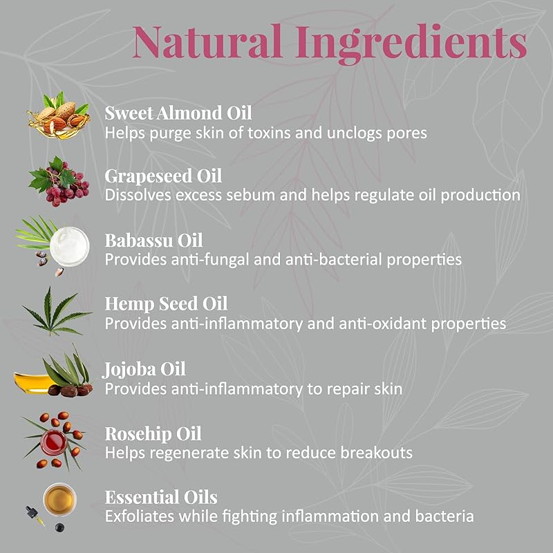 J&L Naturals | Face & Body Oil for Oily, Sensitive, Dry, Combination, Mature, & Dull Skin Types | With Jojoba Oil, Grapeseed Oil, Sunflower Oil, & More (1 Fl Oz (Pack of 5), Variety)