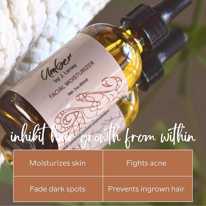 Umber by J Hydrating Facial Moisturizer – Face Serum for Dry and Sensitive Skin with Tea Tree Oil and Jojoba Oil – Improves Overall Skin Tone and Helps Balance Sebum Production for Healthy Skin
