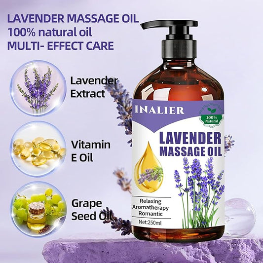 Mothers Day Gifts for Wife,Lavender Massage Oils for Date Night,Massage Oil for Massage Therapy,﻿Lavender Oil with Massage Roller Ball & Thumb Saver Massager,SPA Relaxing Massage Oi for Soothing