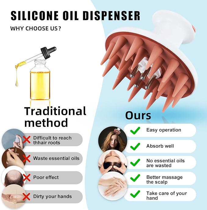 Scalp Oil Applicator Brush,Scalp Massager Comb with Silicone Teeth for Hair Growth, Suitable for All Hair Types and Lengths,Applicator for Hair Oils and serums
