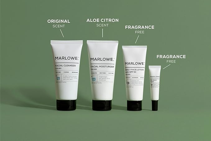 Mens Skin Care Set, No. 204 Daily Essential Face Kit, No. 121 Facial Cleanser, No. 123 Facial Moisturizer, No. 127 Eye Cream, No. 128 Daily Face Lotion with SPF 50, Great Gift for Men