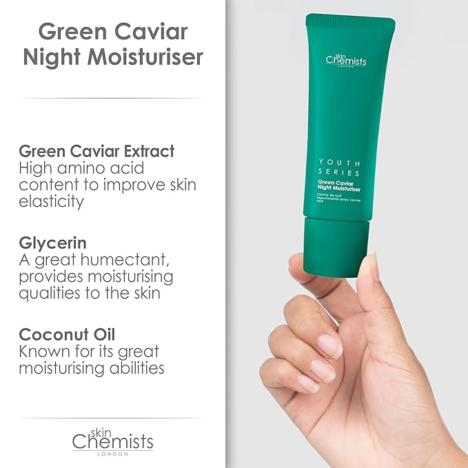 Skin Chemists Anti Aging Face Mask | Green Caviar Anti Aging Face Mask - Nourishing Anti-Aging Facial Treatment Mask for Revived and Protected Skin - Rich in Amino Acids and Antioxidants - 50ml