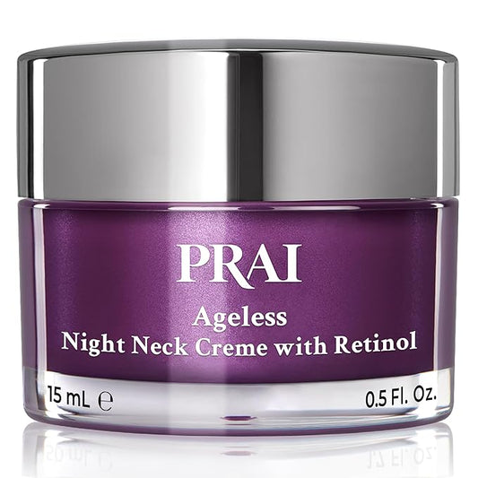 PRAI Beauty Ageless Throat & Decolletage Night Creme | Neck Firming Cream For Overnight Use | Cruelty & Paraben-Free Neck Tightening Cream with Retinol | Neck Cream for Tightening and Firming | 0.5 Oz