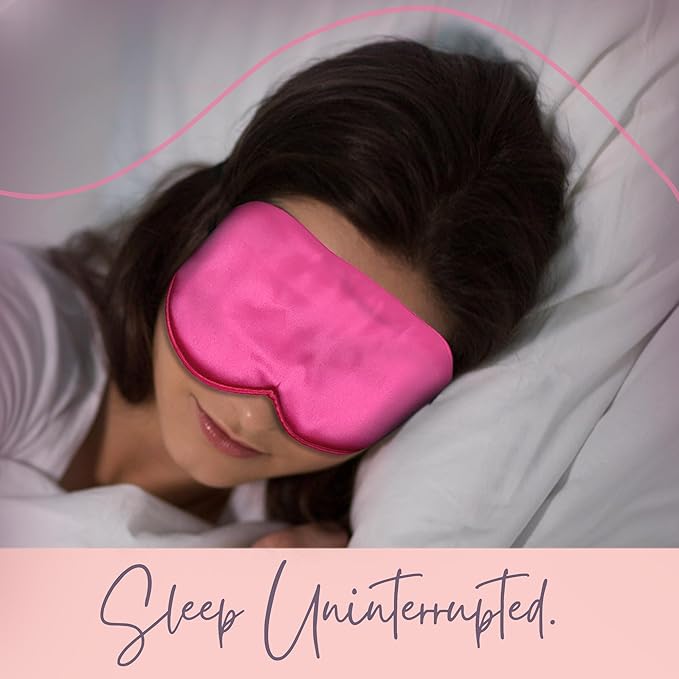 CELESTIAL SILK 100% Silk Sleep Mask for Women with Silk Covered Elastic Strap, Eye Mask for Sleeping (One Size, Hot Pink)