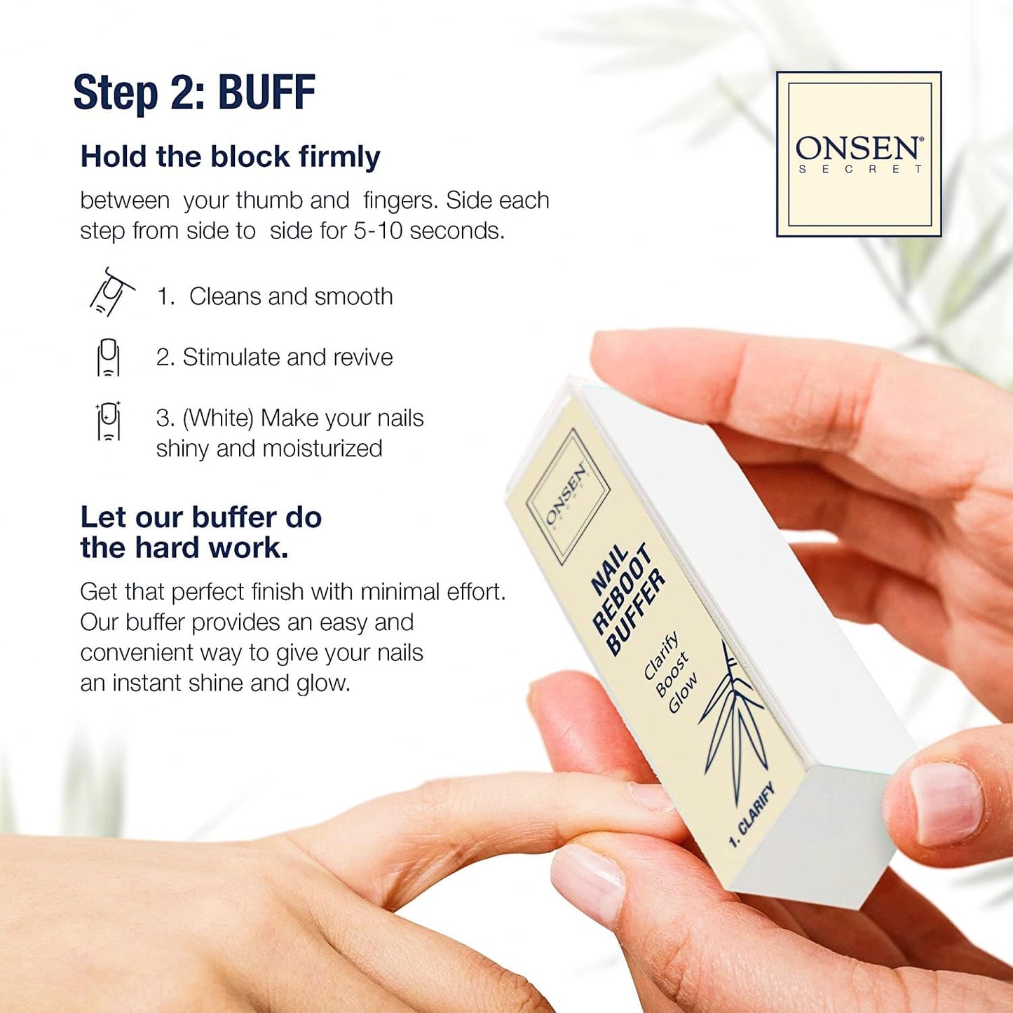 Onsen Secret Ultimate Nail Reboot Kit - Professional Nail File and Buffer, 3-Way Block w/Replacement Pads, Nail Strengthening Cuticle Cream, Reboot Oil & Anti Aging Hand Lotion