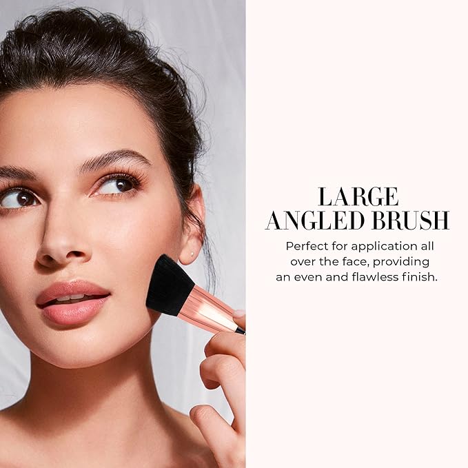 LUMINESS Dual-Sided Angled Buffing Brush - Cruelty-Free Synthetic Bristles Ideal for Foundation & Primer - Soft Fibers Gives Silky Touch on Skin & Creates Flawless Base with Perfect Finish