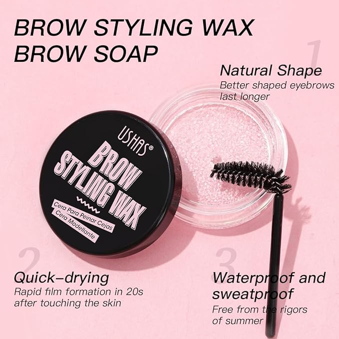 USHAS Eyebrow Gel for Eyebrow Styling Waterproof And Sweat-Proof Clear brow Gel, Long-Lasting Eyebrow Wax Kit for Eyebrow Freeze, Quick-drying & Natural Shape