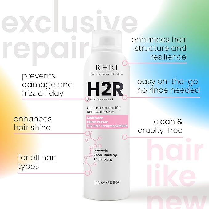 RHRI H2R ANTISOCIAL Molecular Bond Building Dry Hair Treatment Mask Spray, Dry Hair Mask Spray Aerosol, Time Realease Bond-Building Dry Hair Mask, Repair + Soften + Shine, Dry