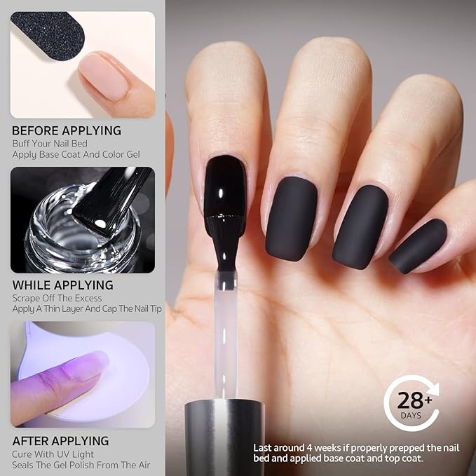 Vishine 3Pcs 16ml Gel Top Coat & Base Coat Set, Matte & Shiny Finish, Long Lasting, Compatible with All Brands, Suitable for Natural & Artificial Nails