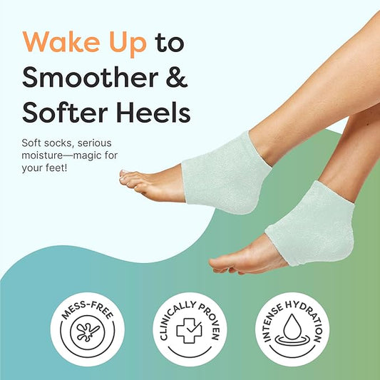 ZenToes Moisturizing Socks for Cracked Heel Treatment - Vitamin E, Olive Oil and Jojoba Oil Infused Heel Socks to Soften and Hydrate (Fuzzy Mint Green, Regular)