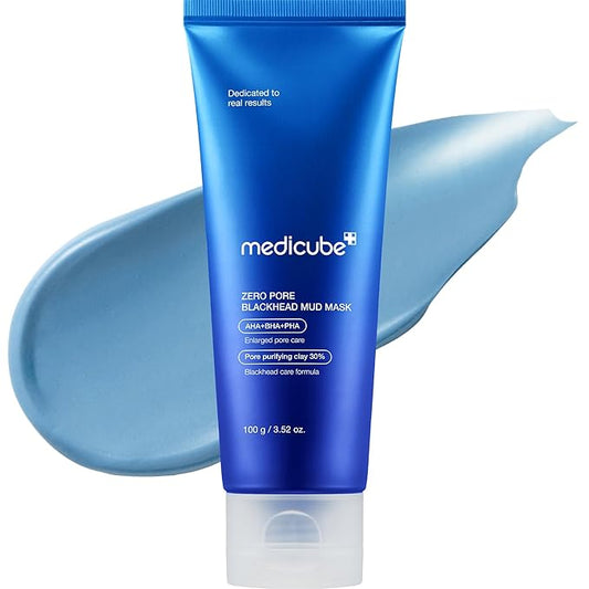 medicube Zero Pore Blackhead Mud Facial Mask - Skin Cooling & Pore Tightening - 3 Minute Quick Dry Formula with AHA, BHA, PHA, and Pore-Purifying Clay - Korean Mud Mask 3.52 oz