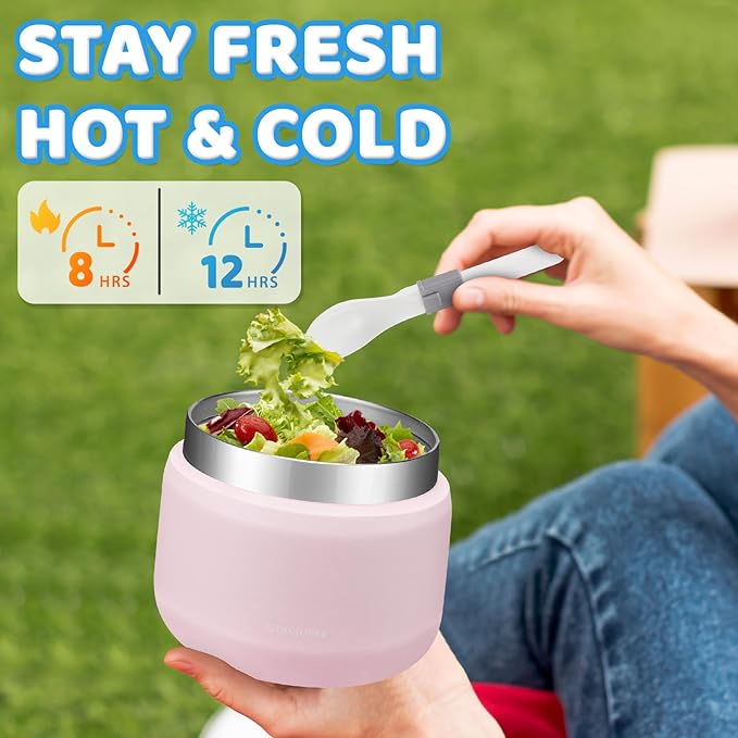 9 OZ Thermo for Hot Food - Cute Mermaid Girls Insulated Food Jar, Wide Mouth Stainless Steel Lunch Storage Food Soup Container w/Insulated Bag & BPA-Free Folding Spoon for Toddler Kids