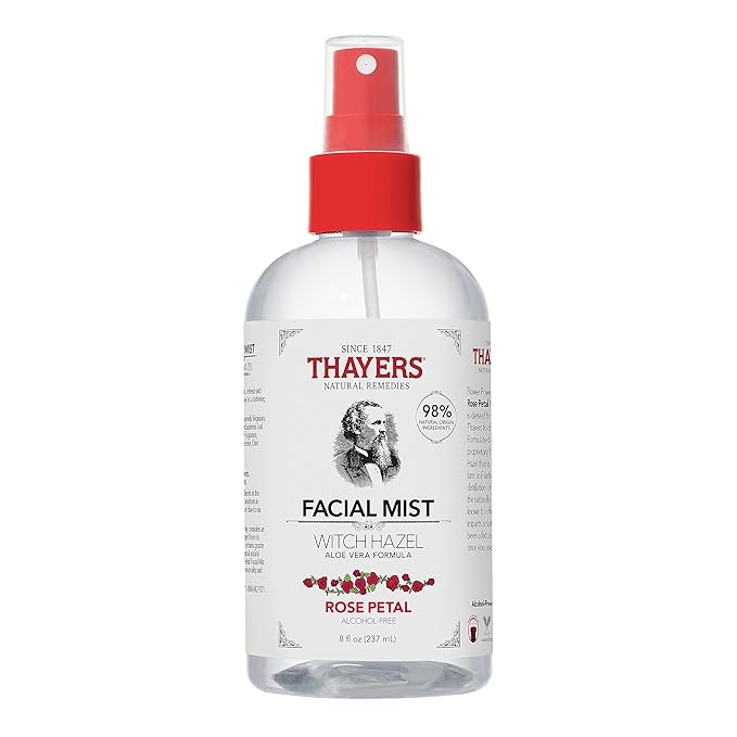Thayers Alcohol-Free Witch Hazel Facial Mist Toner with Aloe Vera, Rose Petal, Soothing and Hydrating, For All Skin Types, 8 oz