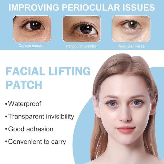 Eye Lift Tape, Ultra-thin Invisible Eye Tape for Crow's Feet, Instant Eye Lift Sticker, Wrinkle reducer (2pcs Elastic Bands +10pcs Replacement Tapes)