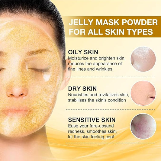 Jelly Mask for Facials Professional, Hydrating & Moisturizing Peel-Off Natural Gel Face Mask SkinCare, Professional Spa Use Jelly Face Masks, Deep Hydration & Glow 23 Fl Oz (24K Gold)
