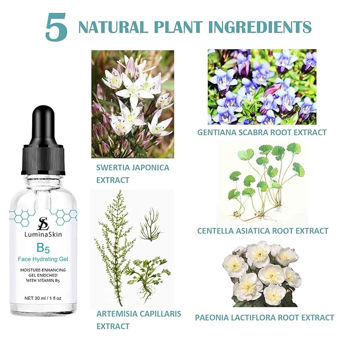 Hydrating Vitamin B5 Gel Skin Moisture-Enhancing Gel, Hyalu B5 Pure Hyaluronic Acid Serum for Face, with Vitamin B5, Anti-Aging Serum for Fine Lines and Wrinkles 30 ml