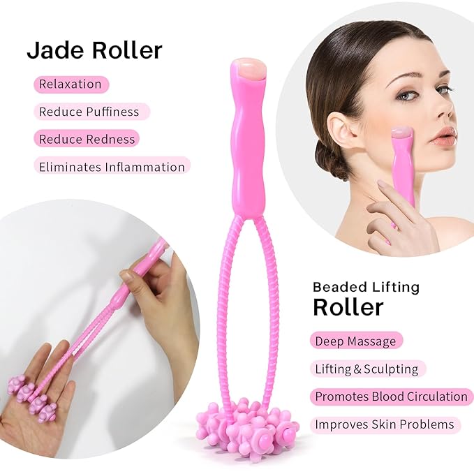 Ice Face Roller, Cooling Eye Mask, Head Scratcher Face Lifting Massager Muscle Roller 3PCS Set, 24 Fingers Head Scalp Massager Body Massager for Leg Arm Calf Neck Women Man Massager Tool