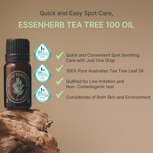 Tea Tree 100 Oil | Vegan | for Acne-Prone & Troubled Skin | High Concentration of 100% Tea Tree Oil, Korean Skincare (10ml, 0.33fl.oz)
