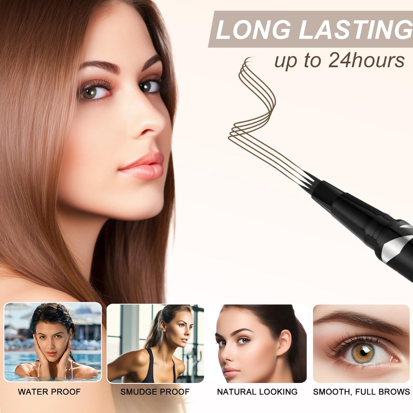 LAVONE Eyebrow Pen,2-IN-1 Dual-ended Waterproof Eyebrow Pencil,with 4 Tip Microblading Eyebrow Pen and Ultra-Precise Brow Pencil,Dual-ended Eyebrow Brush,Eyebrows Makeup for Natural Looking-Ash Brown