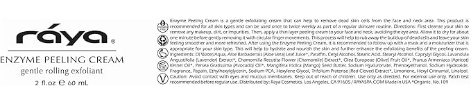 RAYA Enzyme Peeling Facial Cream (109) | Gentle, Exfoliating Treatment for Sensitive Skin | Cleanses, Polishes, and Improves Complexion