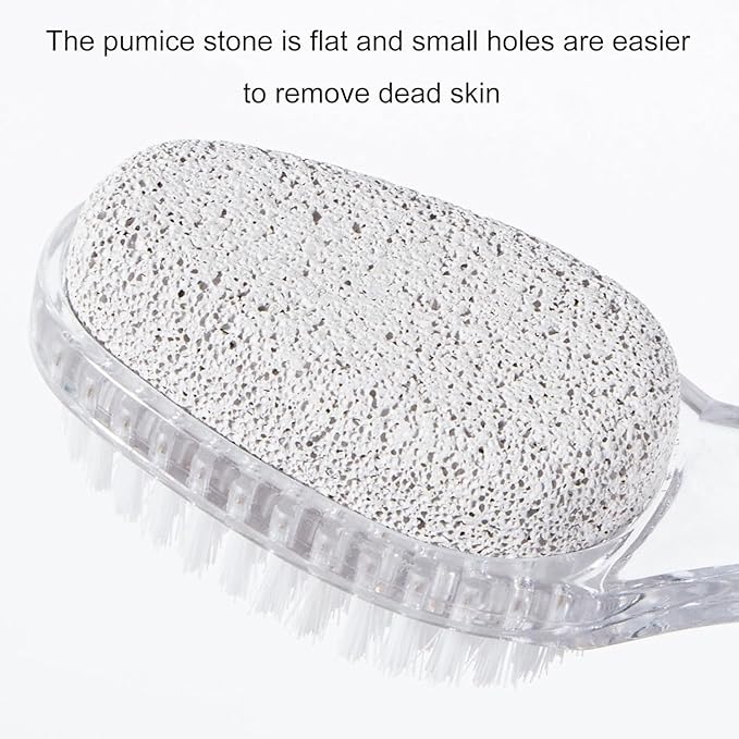 6 Pcs Foot Pumice Stone Brush Calluses Remover, Ooloveminso Large Foot Scrubber Foot File with Handle 2 in 1 Suitable for Horniness Foot Spa, Foot Care Smooth Skin (Transparent)