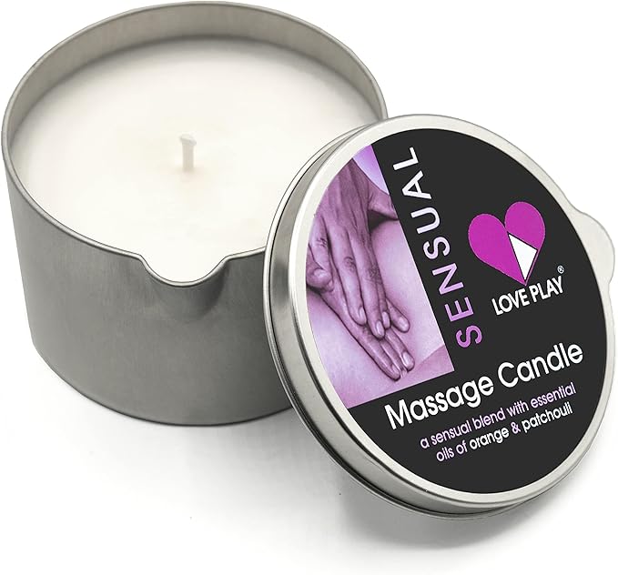 LOVE PLAY Massage Oil Candle for Home SPA - Vegan Moisturizing Body Oil Candle for Pure Relaxation - Hydrating Skin Care Massage Oils with Essential Oils (6.76oz)