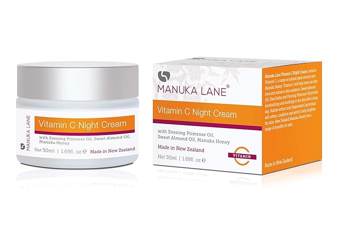 Vitamin C Night Cream for Face and Neck with Evening Primrose Oil, Manuka Honey & Sweet Almond Oil | Plant Based Formula | Carefully formulated to keep your skin young and healthy!