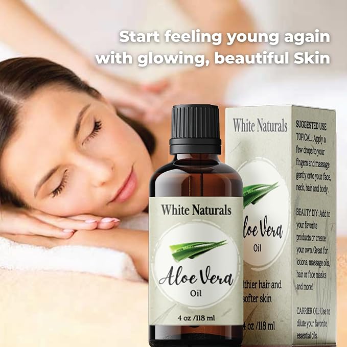 Organic Aloe Vera Oil, Therapeutic Premium Oil, Moisturizing Cold Pressed 100% Pure Natural Aloe Barbadensis Care for Skin, Body, Hair Growth, Face Moisturizer, Baby Oils, Used for Massage, Bath 4oz
