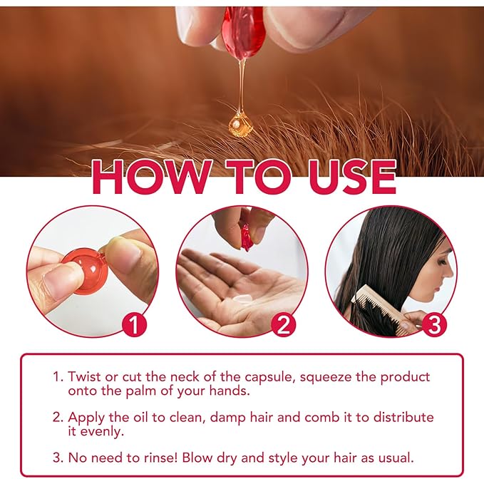 Hair Styling Serum for Frizzy & Dry Hair, Hair Oils Vitamins in Capsules, Hair Treatment Serum with Moroccan, Macadamia Oil - Vitamins A C E B5 Hair Oil Capsules for Women Men