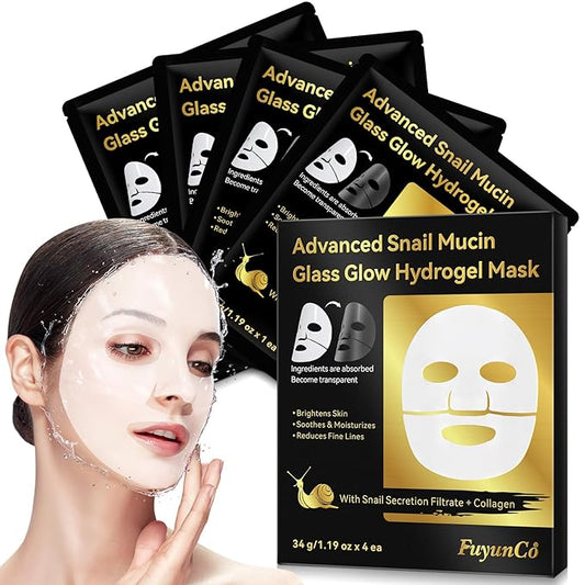 Advanced Snail Mucin Glass Glow Hydrogel Face Mask,Snail Mucin Serum Masks,Hydrating Collagen Face Masks Anti Wrinkle Deep Moisturizing Snail Mucin Masks Anti Aging for All Skin Types