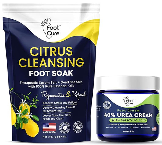 Citrus Detox Foot Soak with Epsom Salts - for Foot Callus, Tea Tree Oil Foot Cream - Moisturizing Athletes Foot Care For Dry Cracked Feet Cream - Heel & Callus Removal